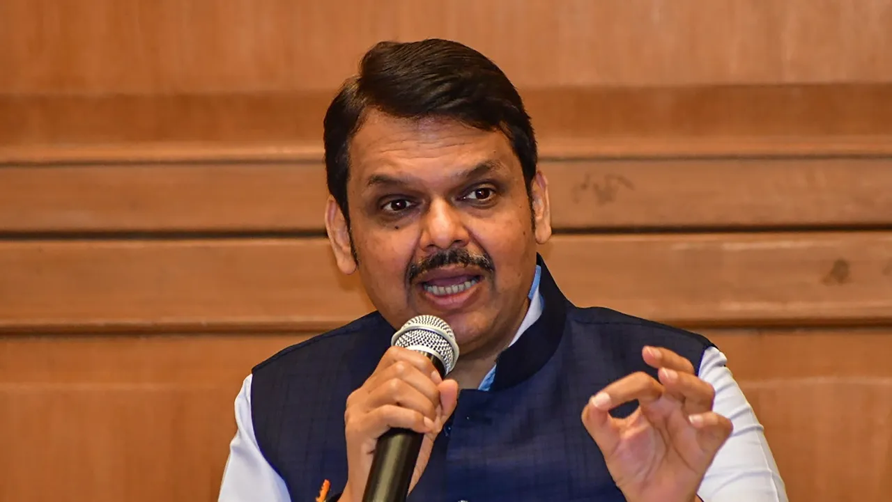 Maharashtra Deputy Chief Minister Devendra Fadnavis addresses a press conference, in Mumbai