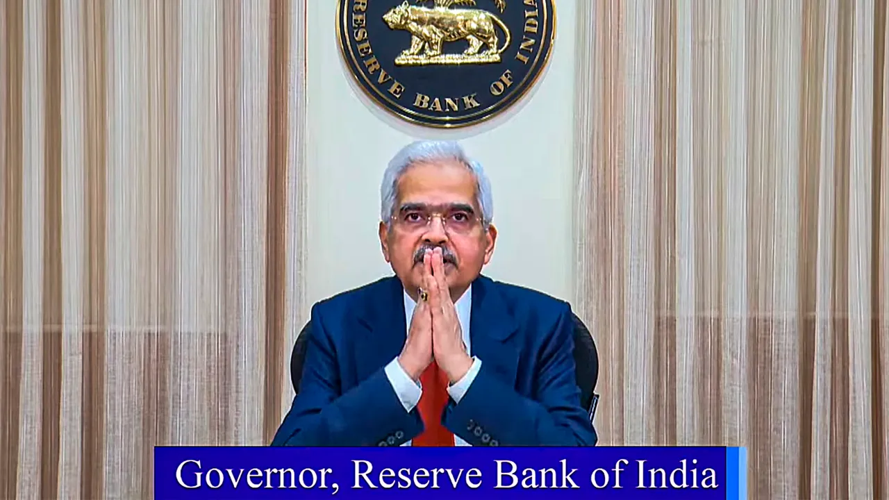 Reserve Bank of India (RBI) Governor Shaktikanta Das at the announcement of the central bank's monetary policy statement