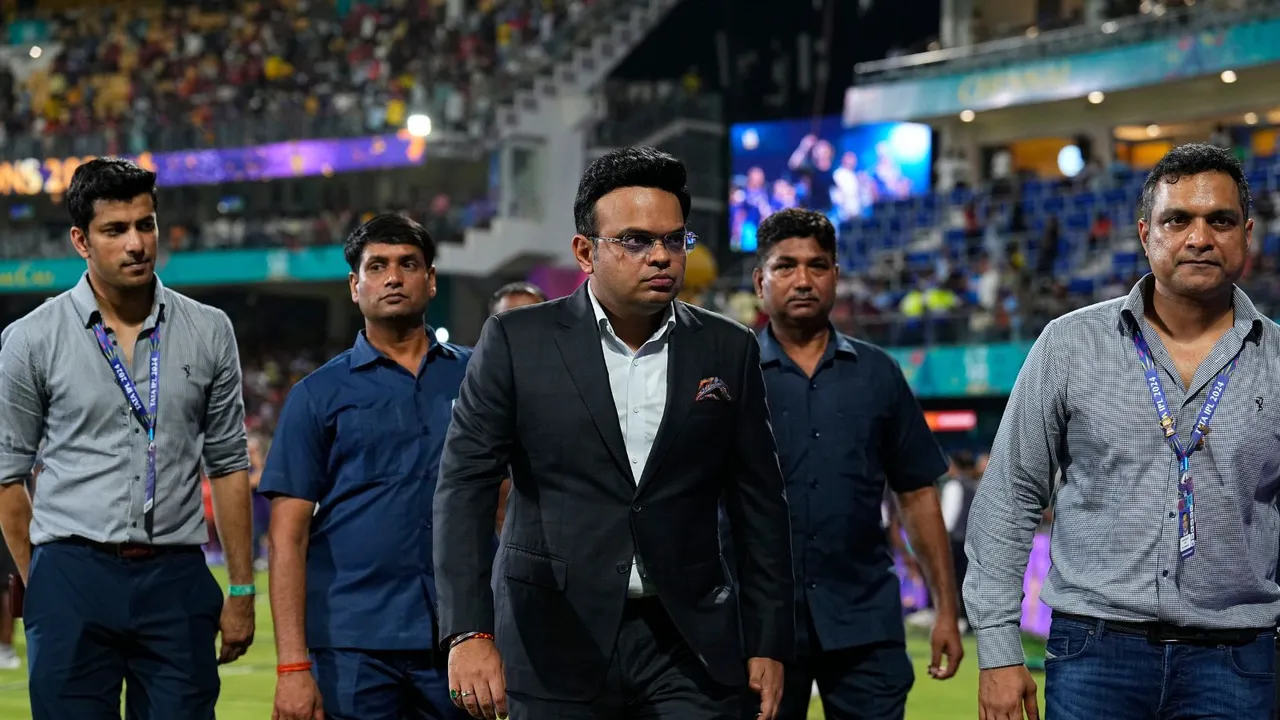 BCCI Secretary Jay Shah after the Indian Premier League (IPL) 2024 final cricket match between Kolkata Knight Riders and Sunrisers Hyderabad at MA Chidambaram Stadium, in Chennai, Sunday, May 26, 2024