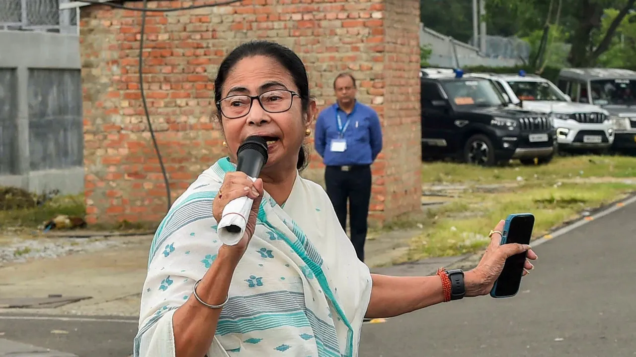 West Bengal Chief Minister Mamata Banerjee speaks to the media at Netaji Subhas Chandra Bose International Airport, in Kolkata, Thursday, July 11, 2024.