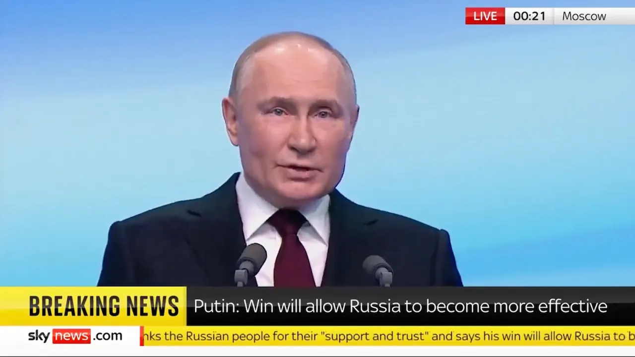 Vladimir Putin delivers victory speech