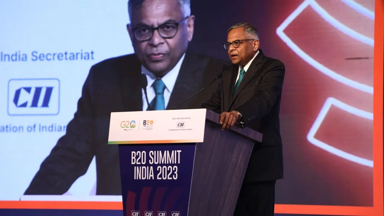 B20 India Chair N Chandrasekaran at B20 Summit India 2023