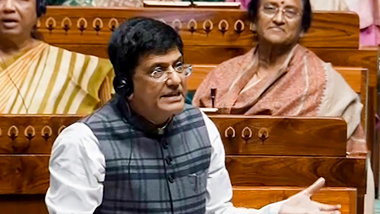 Union Minister Piyush Goyal speaks in the Lok Sabha during the Winter session of Parliament