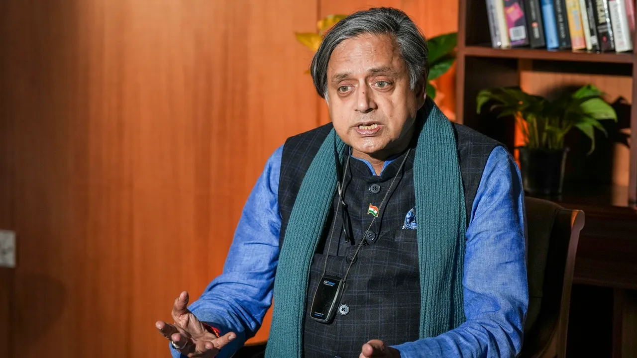 Shashi Tharoor during an interview with PTI