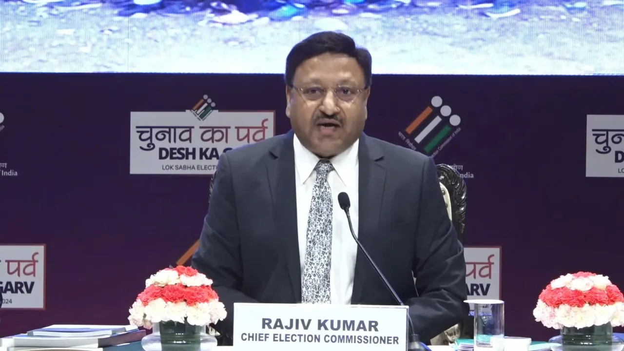 Chief Election Commissioner of India Rajiv Kumar during a press conference, in New Delhi, Monday, June 3, 2024