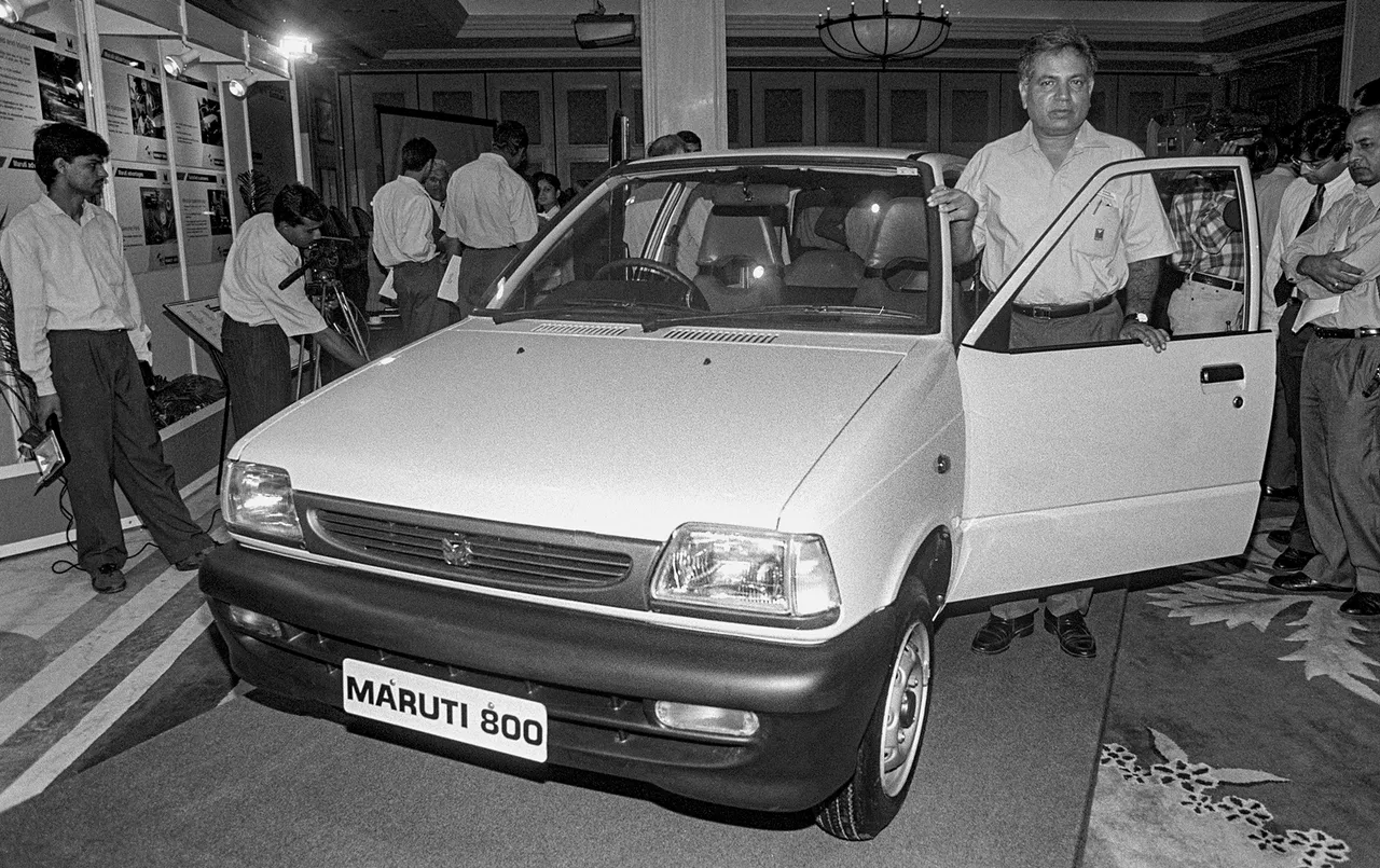 Undated file photo of Maruti Suzuki 800 during a launch event, in New Delhi