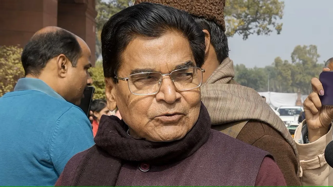 Samajwadi Party MP Ram Gopal Yadav at Parliament House complex during the Budget session, in New Delhi