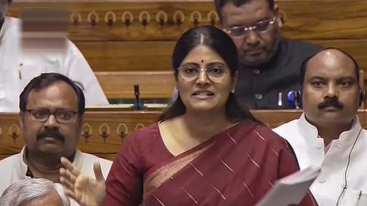 Union MoS for Commerce and Industry Anupriya Patel speaks in the Lok Sabha during the special session of the Parliament, in New Delhi