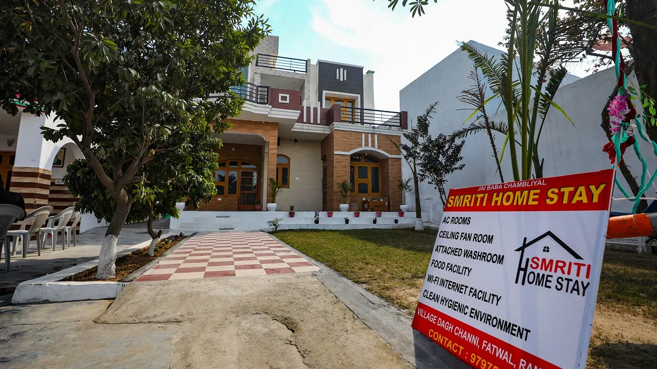 A house that is transformed into a homestay at a village near the International Border in an attempt to boost border tourism, in Ramgarh sector of Samba district