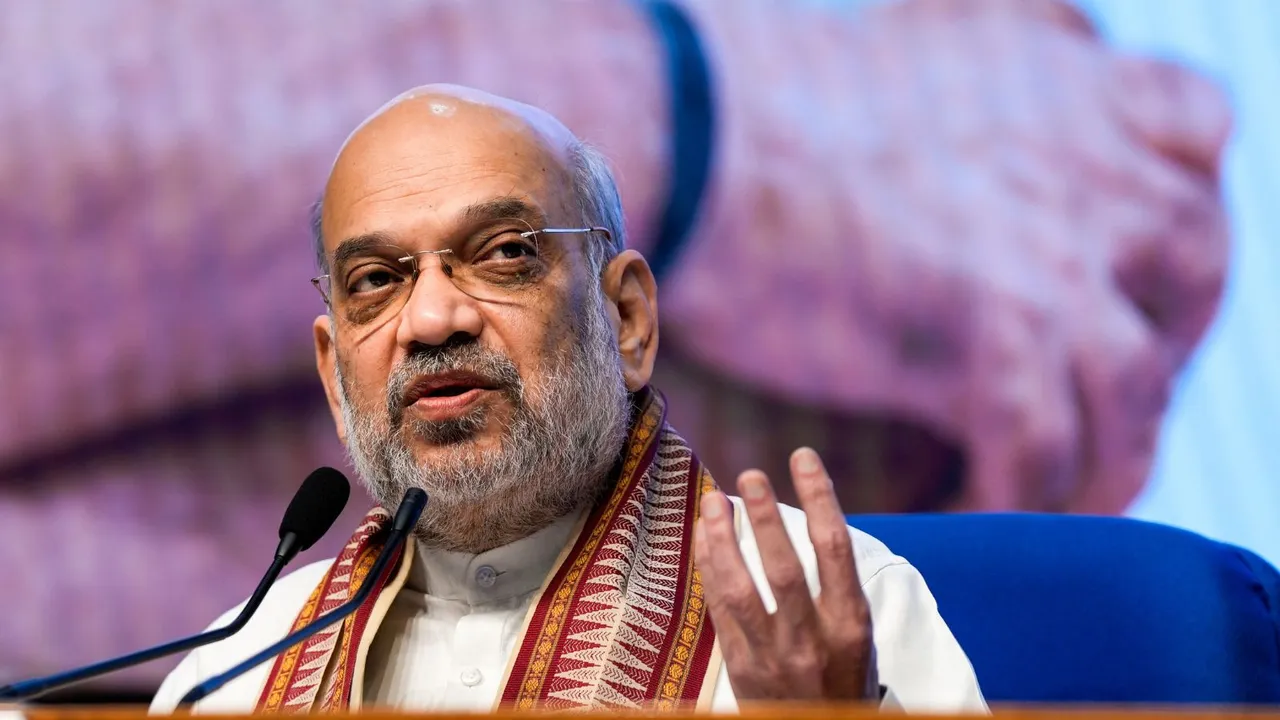 Union Home Minister and Minister of Cooperation Amit Shah addresses a press conference in New Delhi, Tuesday, Sept. 17, 2024.