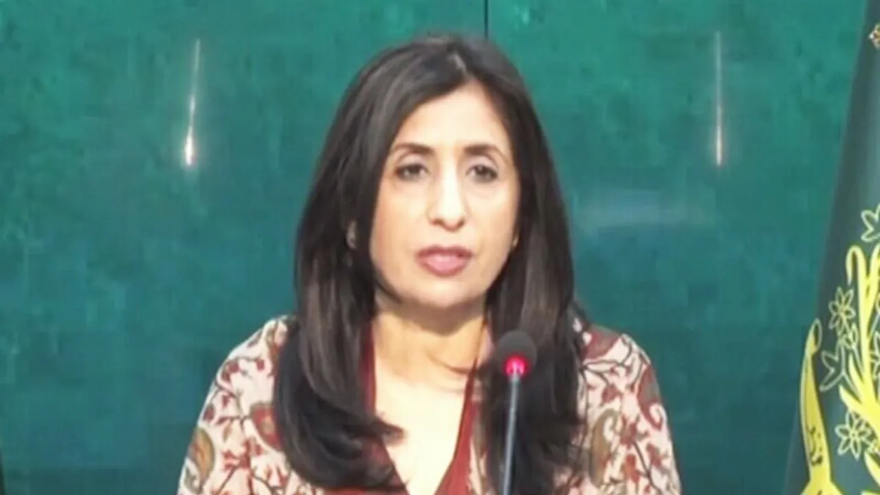 Foreign Office spokesperson Mumtaz Zahra Baloch addresses a weekly press briefing in Islamabad on Thursday.