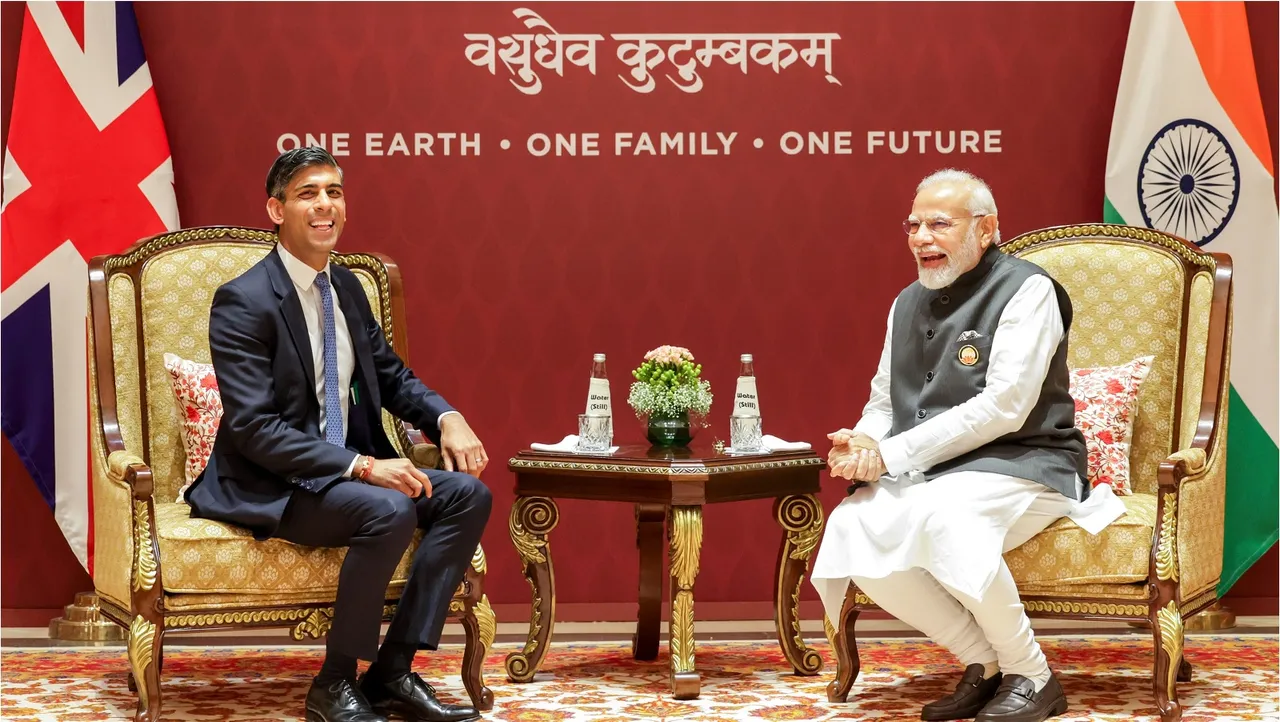 Prime Minister Narendra Modi with United Kingdom Prime Minister Rishi Sunak during a bilateral meeting, on the sidelines of the G20 Summit 2023