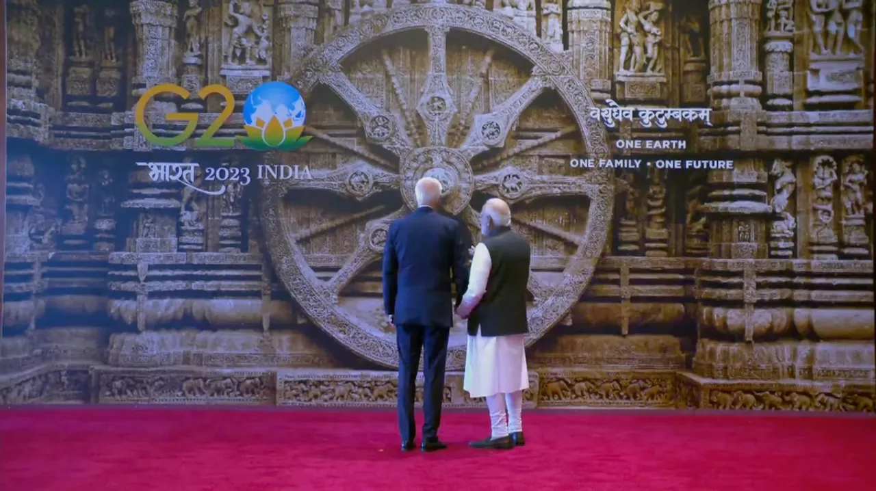 Konark Wheel replica serves as backdrop of PM Modi's welcome handshake with G20 leaders