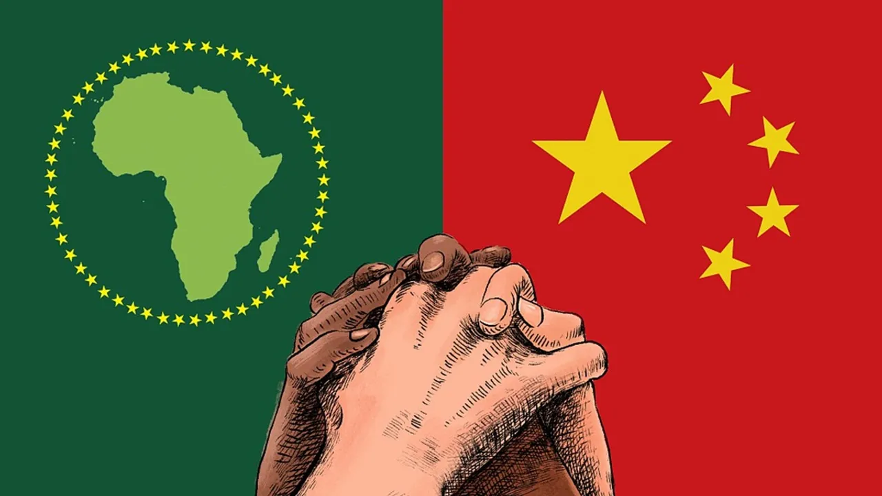 Africa and china, china flag and africa flag