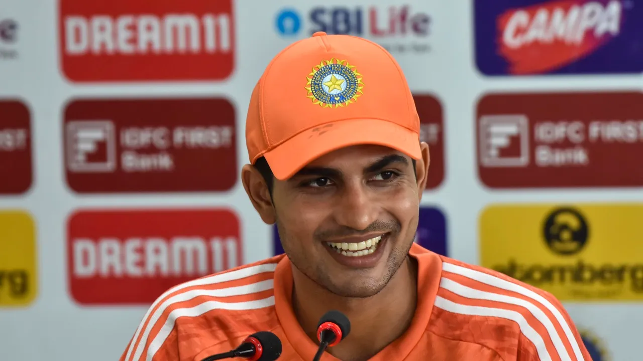 India's Shubman Gill addresses a press conference ahead of the fourth Test cricket match between India and England, at the JSCA International Stadium Complex, in Ranchi