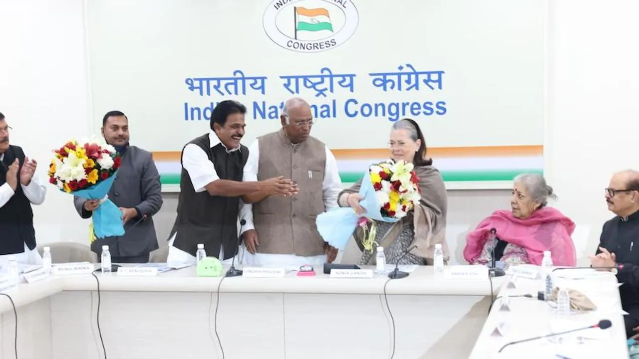 Congress Steering Committee, chaired by Congress President Mallikarjun Kharge and Chairperson CPP Sonia Gandhi, met at AICC HQ