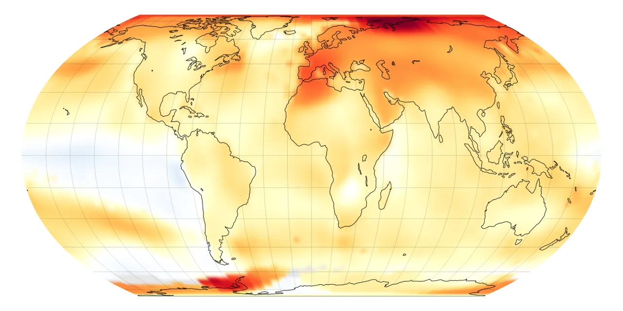 NASA Earth GIS Warm Temperature Map