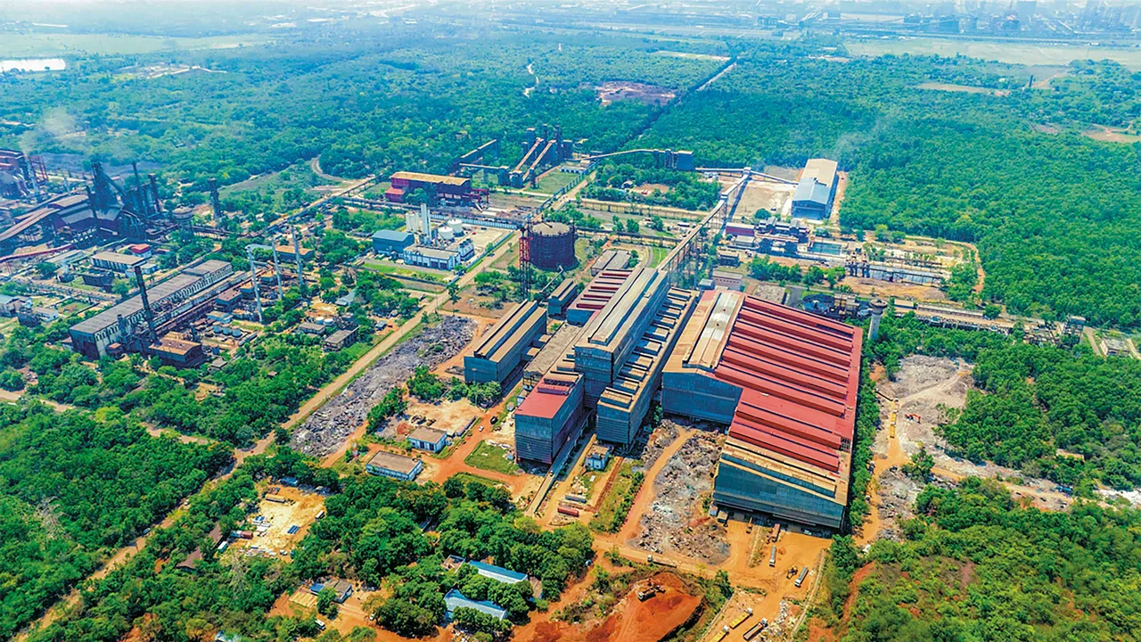 A drone view of Tata Steel's NINL plant having 1 million tonne capacity, in Kalinganagar, Odisha