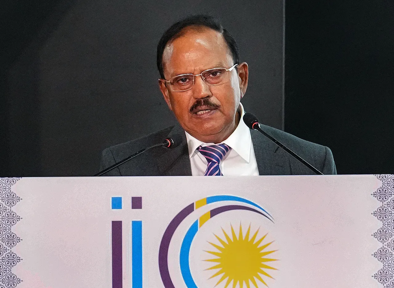 National Security Advisor (NSA) Ajit Doval addresses during an event at the India Islamic Cultural Centre, in New Delhi, Tuesday.jpg