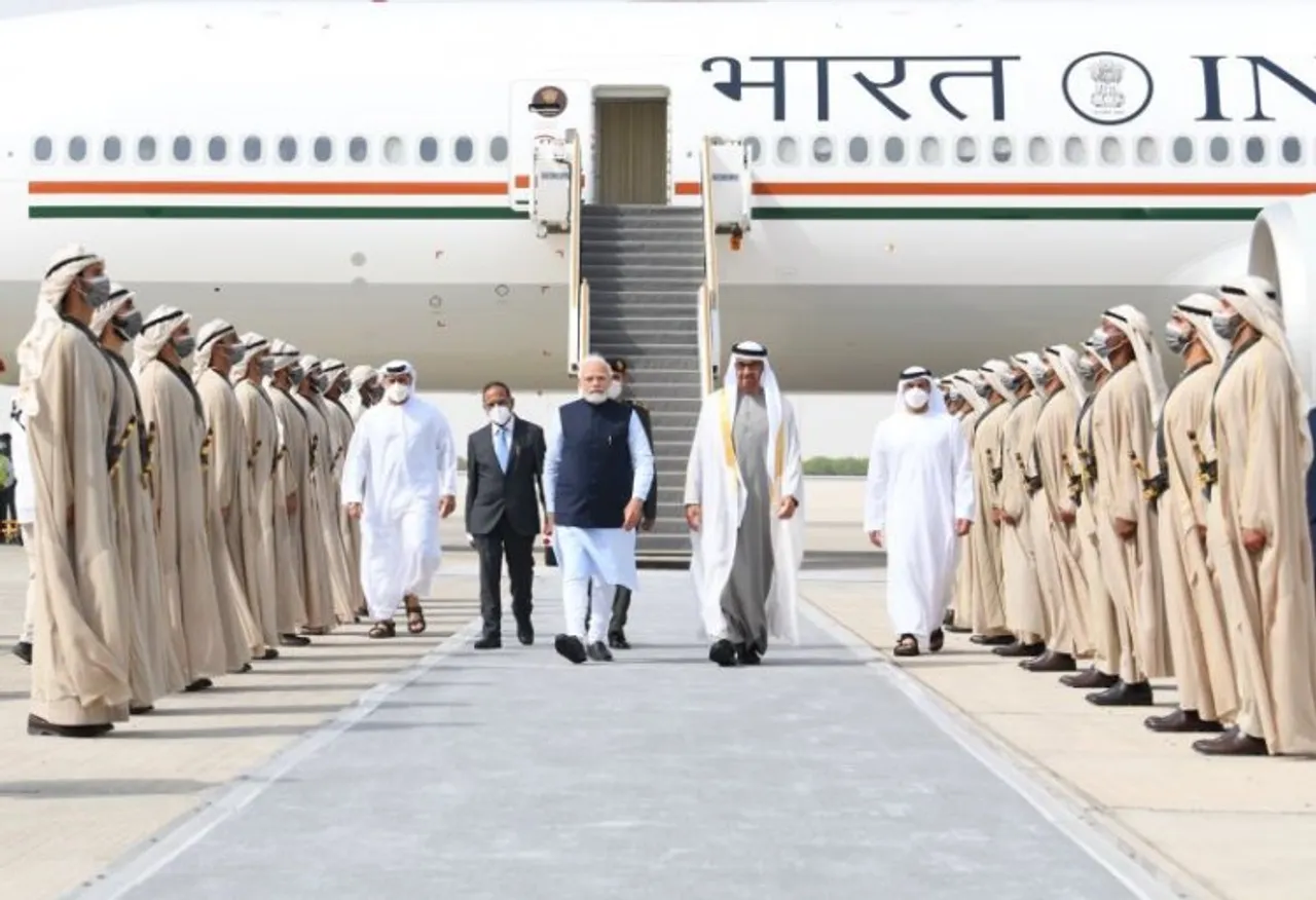 Indian Prime Minister with UAE President and Ruler of Abu Dhabi Sheikh Mohamed bin Zayed Al Nahyan