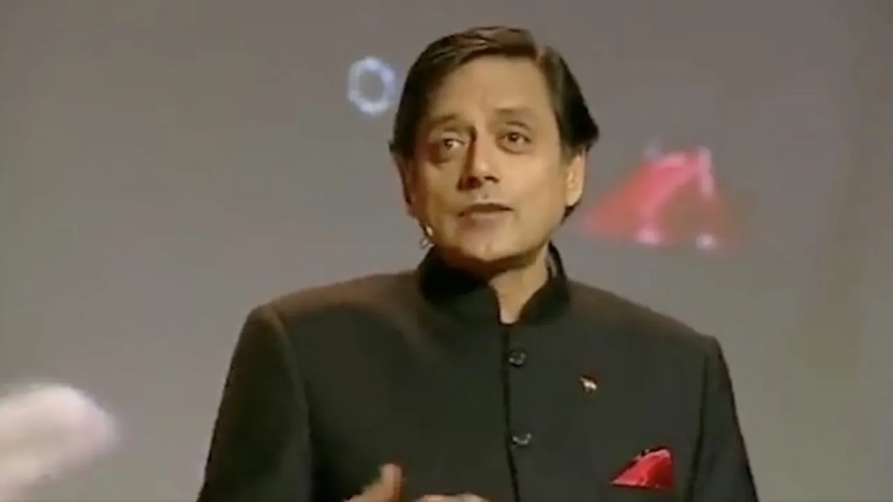 Videograb of Shashi Tharoor's statement on India's diversity after Monmohan Singh became prime minister of India