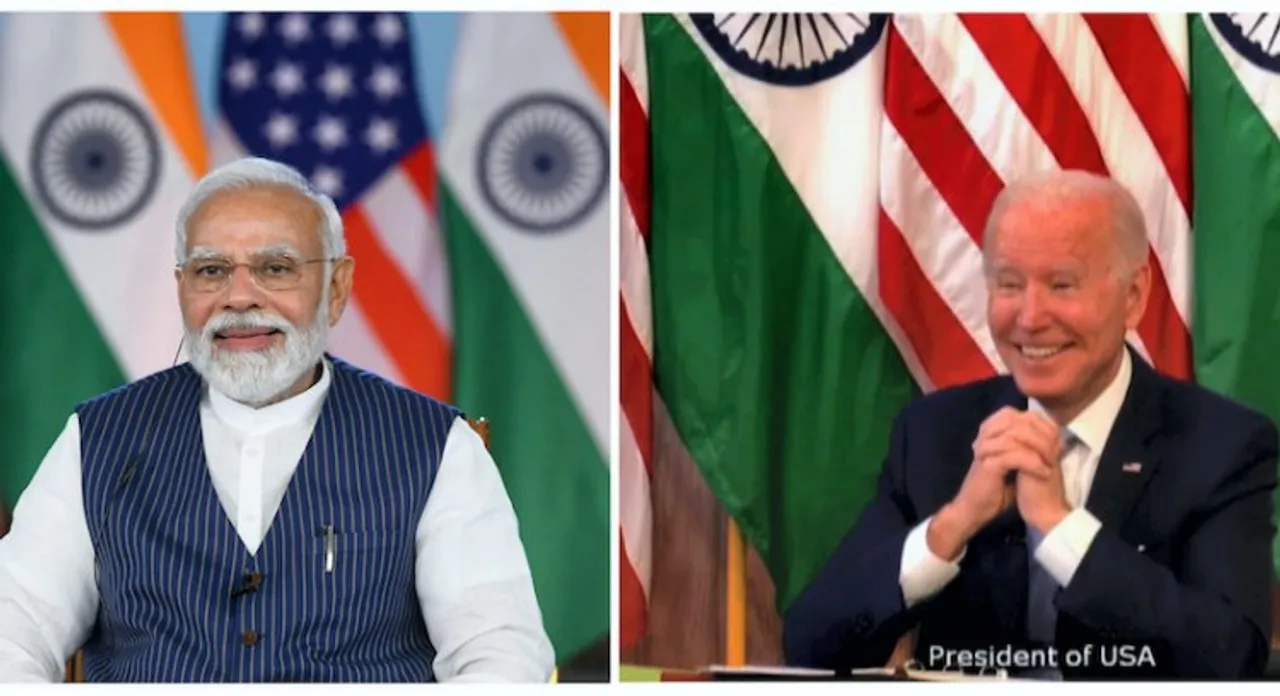 PM Modi with Joe Biden at virtual meeting