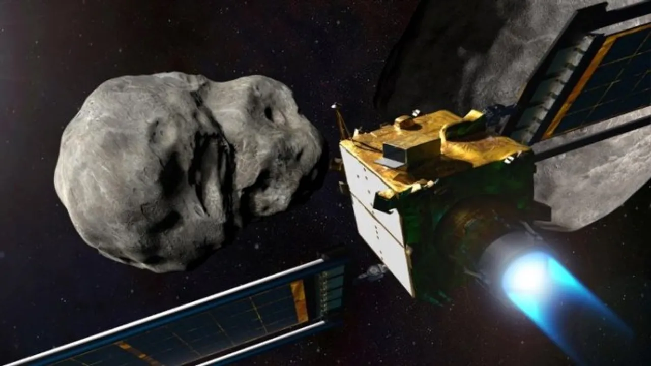 NASA's Double Asteroid Redirection Test (DART) spacecraft prior to impact at the asteroid system of Dimorphos and Didymos.