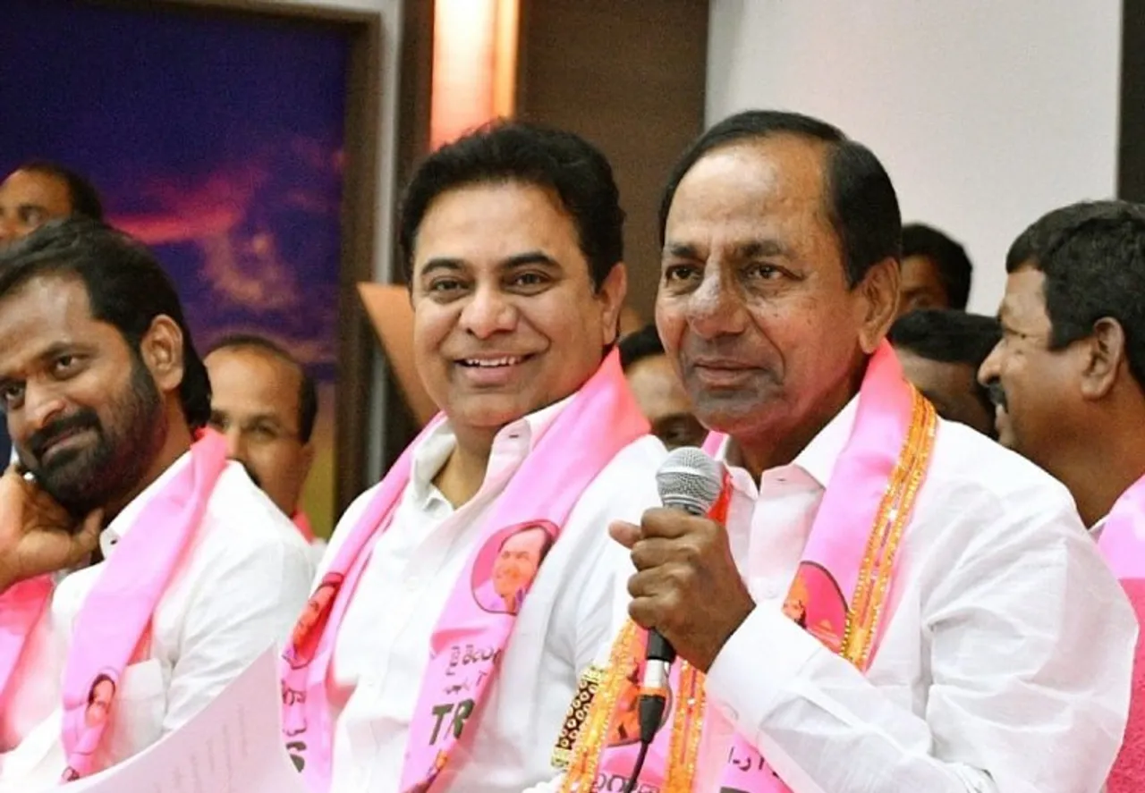 K T Rama Rao with K Chandrasekhar Rao (File photo)