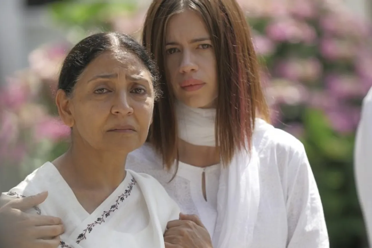 Bollywood actors Deepti Naval (left) and Kalki Koechlin in a still from their upcoming film Goldfish