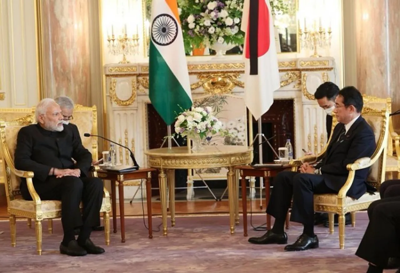 Prime Minister Narendra Modi with Japanese counterpart Fumio Kishida