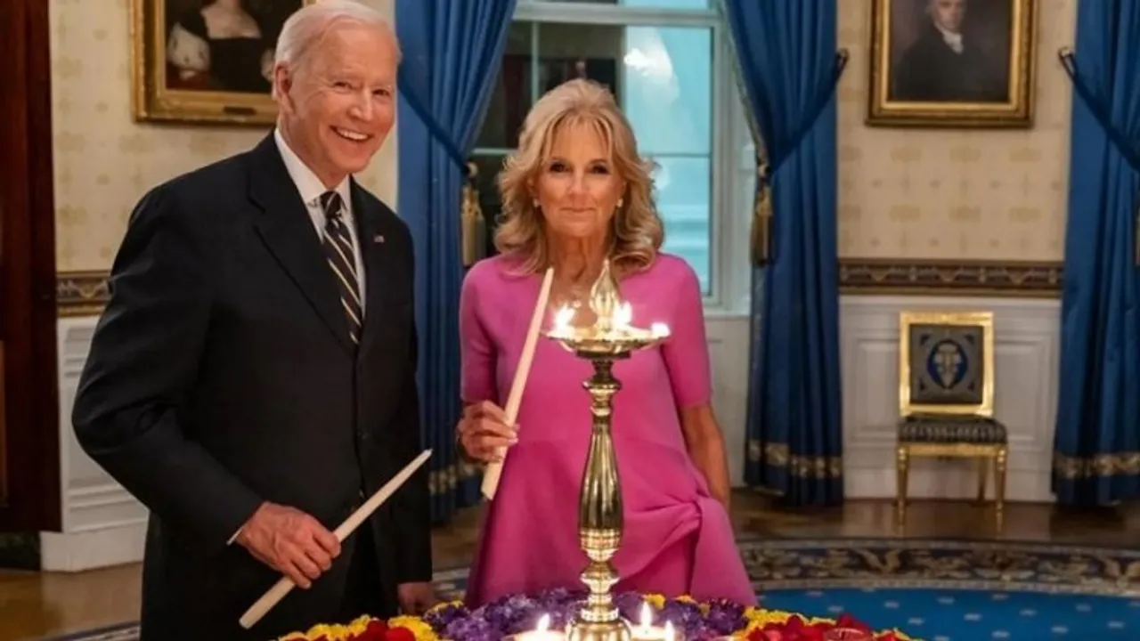 Joe Biden celebrating Diwali at White house in 2021