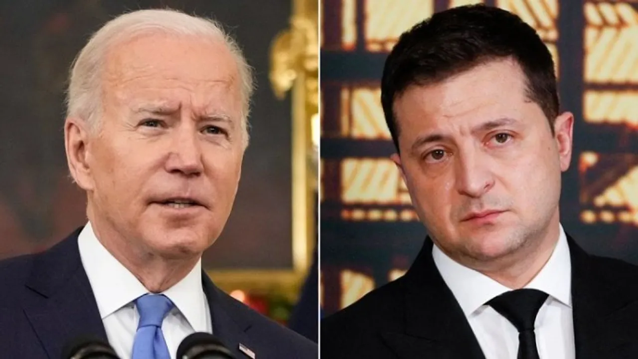 Joe Biden (Left); Volodymyr Zelensky (Right)