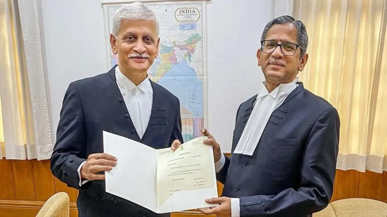 Uday Umesh Lalit, the 49th Chief Justice of India with  N V Ramana