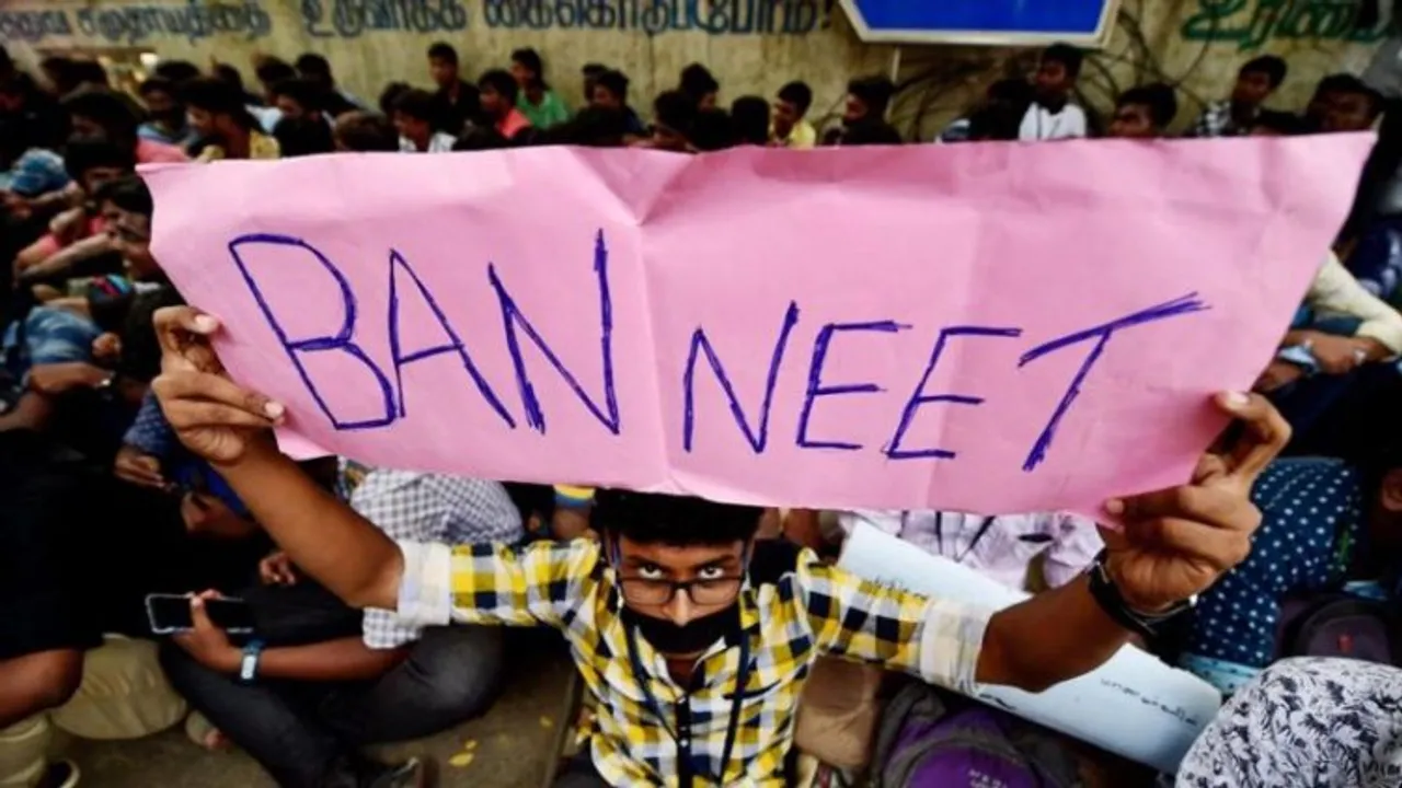 Student protesting against NEET exam (Image credits: Hindustan Times)