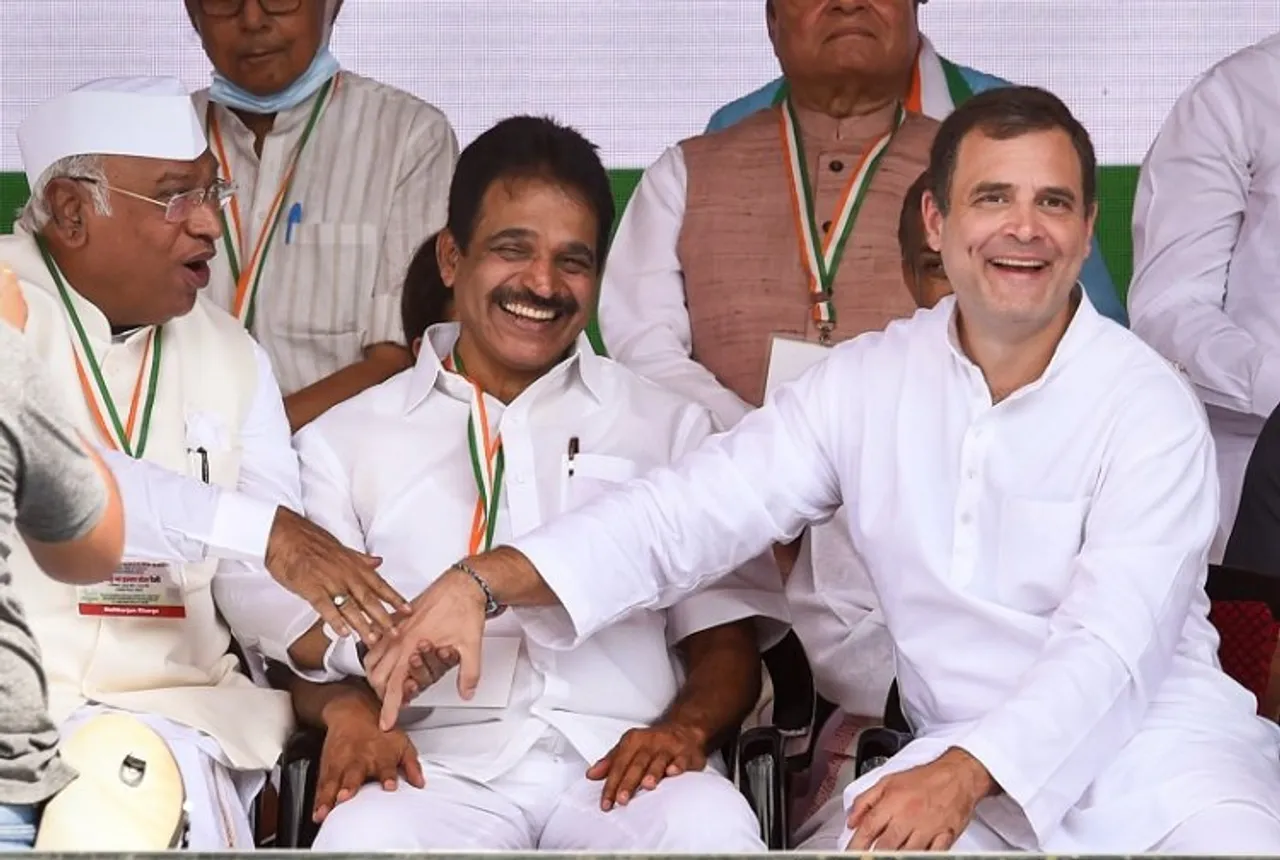 Mallikarjun Kharge, KC Venugpal and Rahul Gandhi (File photo)