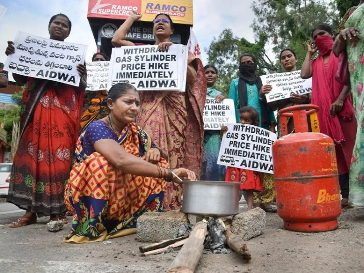 Widespread protests across India against LPG cylinder price hike