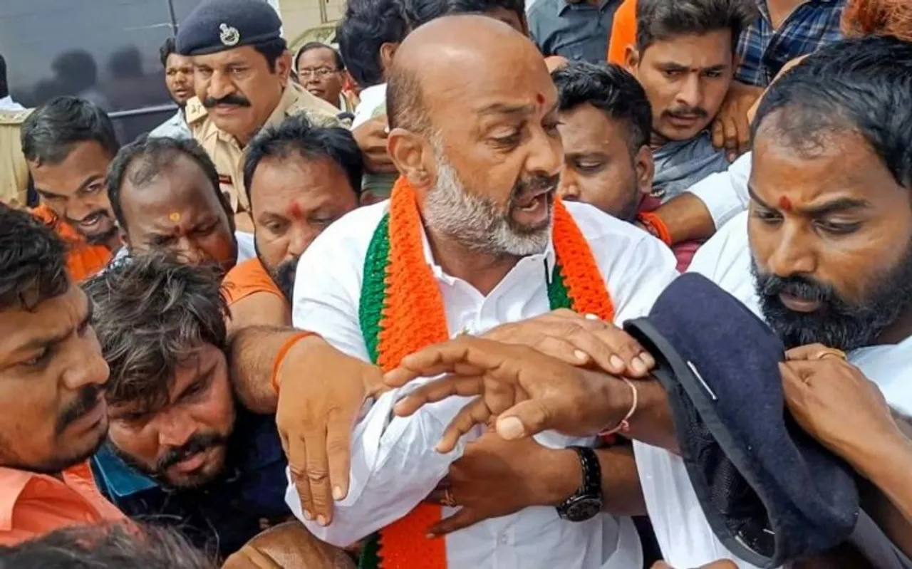 TRS has conspired to trigger communal clashes claims Telangana BJP chief Bandi Sanjay Kumar