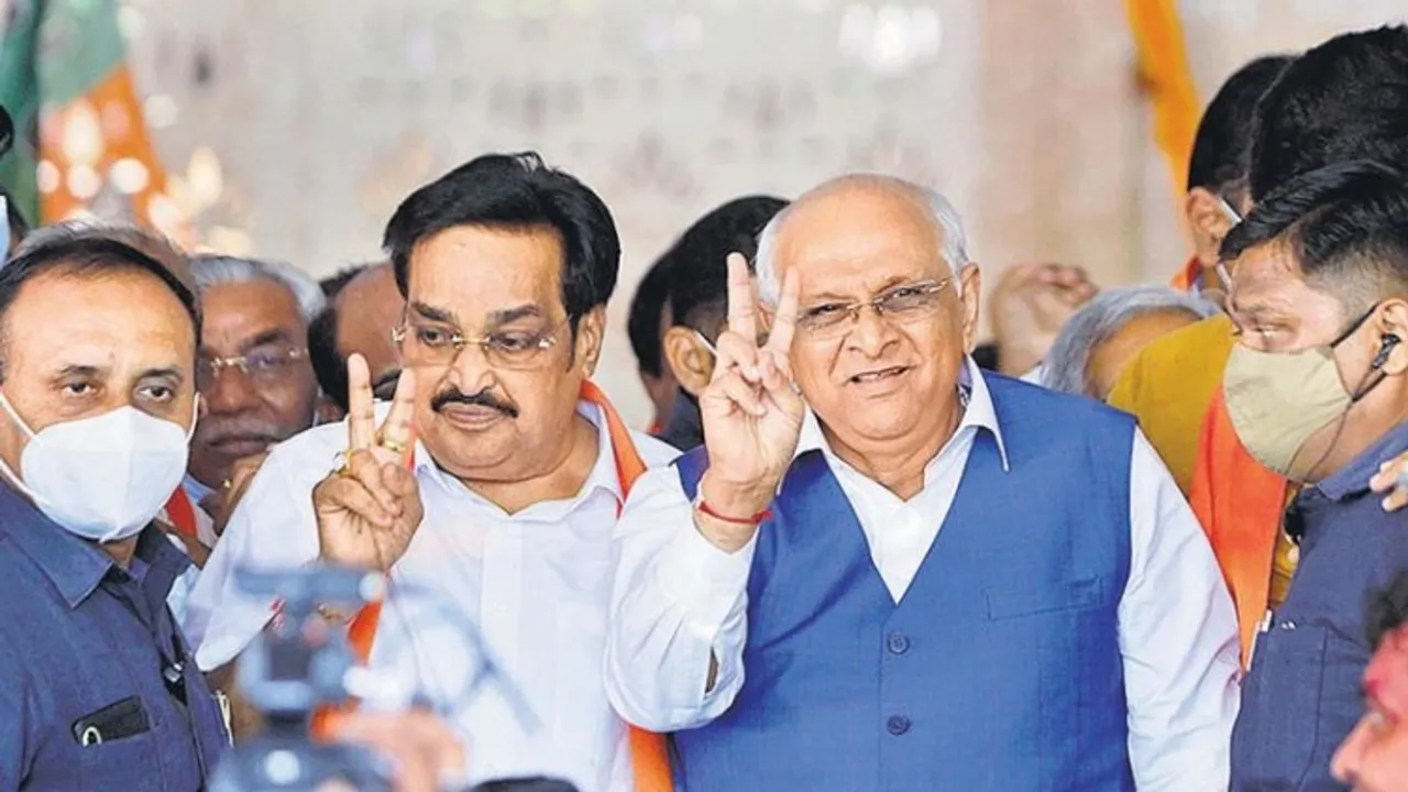 Gujarat BJP Chief CR Paatil with Chief Minister Bhupendra Patel (File photo)