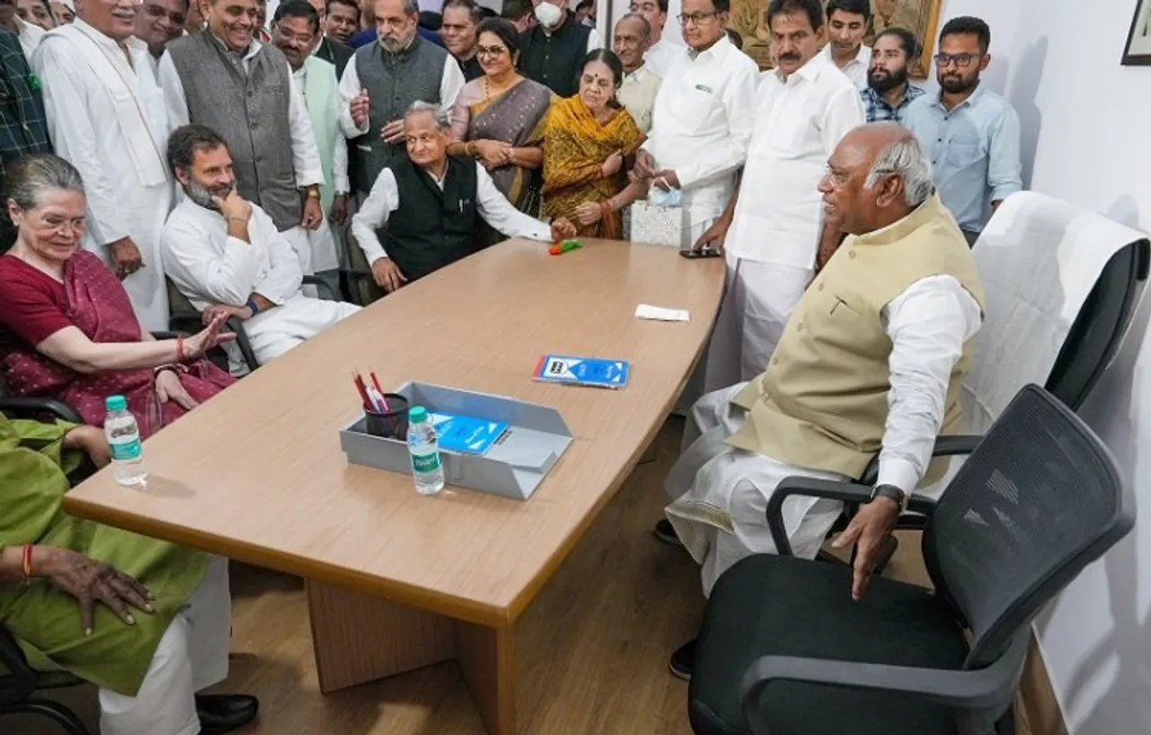 New Congress President Mallikarjun Kharge assumes charge at AICC Headquarters, in New Delhi