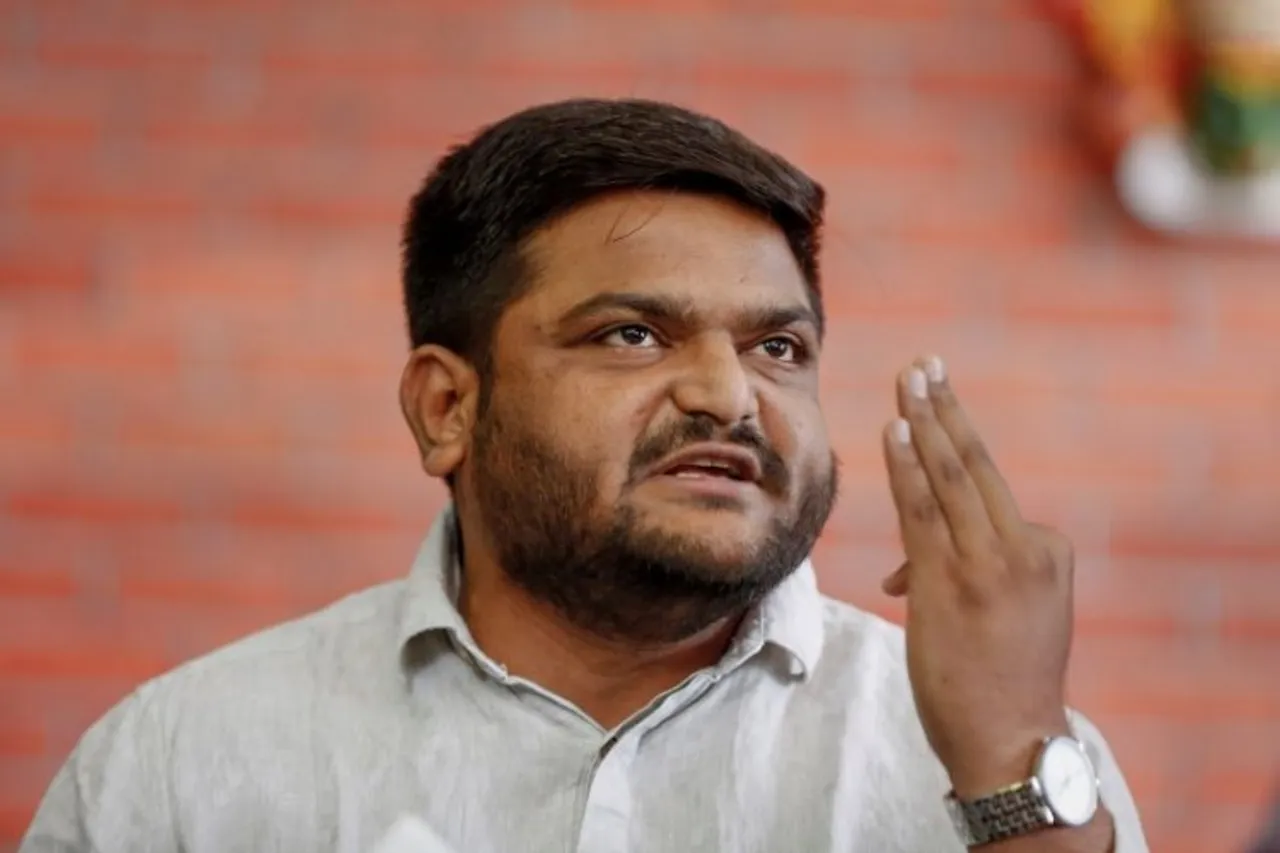 Patidar leader Hardik Patel addressing press conference