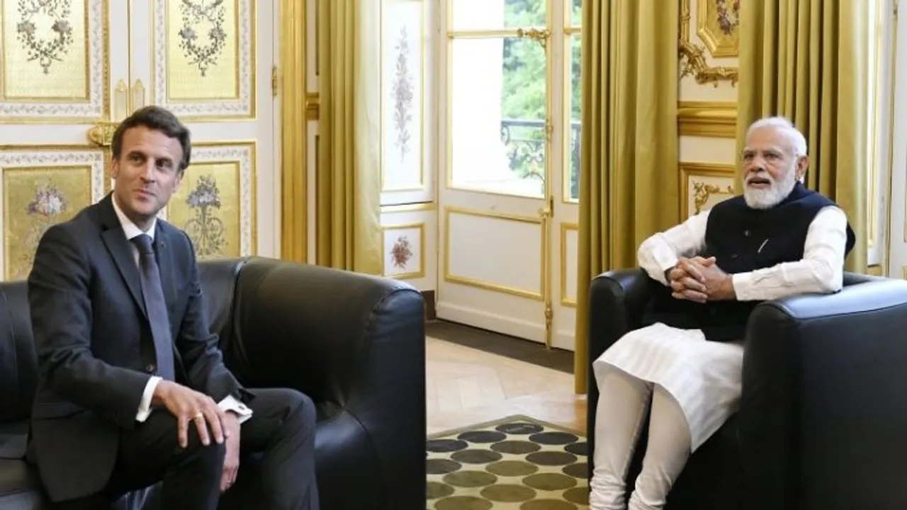 Prime Minister Modi with French President Emmanuel Macron in France