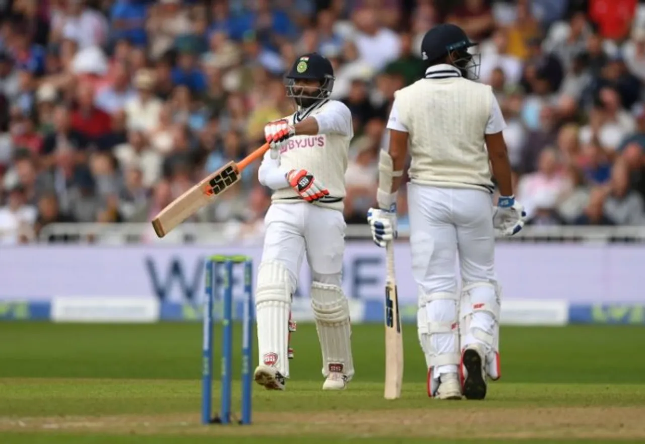 Ravindra Jadeja celebrates his ton against England at Edgbaston test