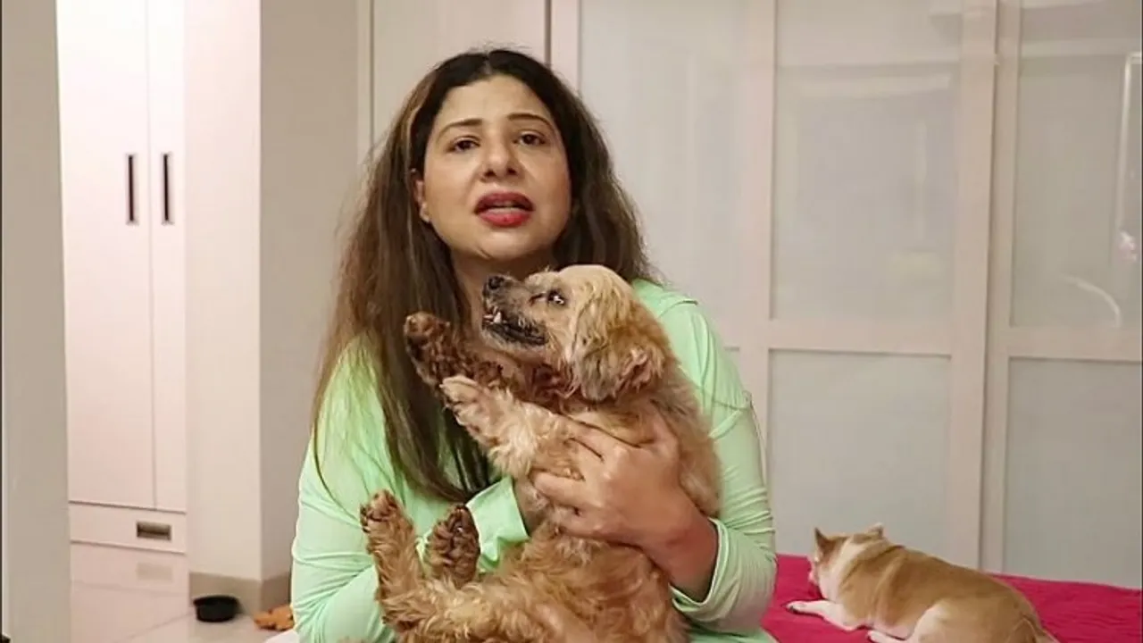 Sambhavna Seth with her dog