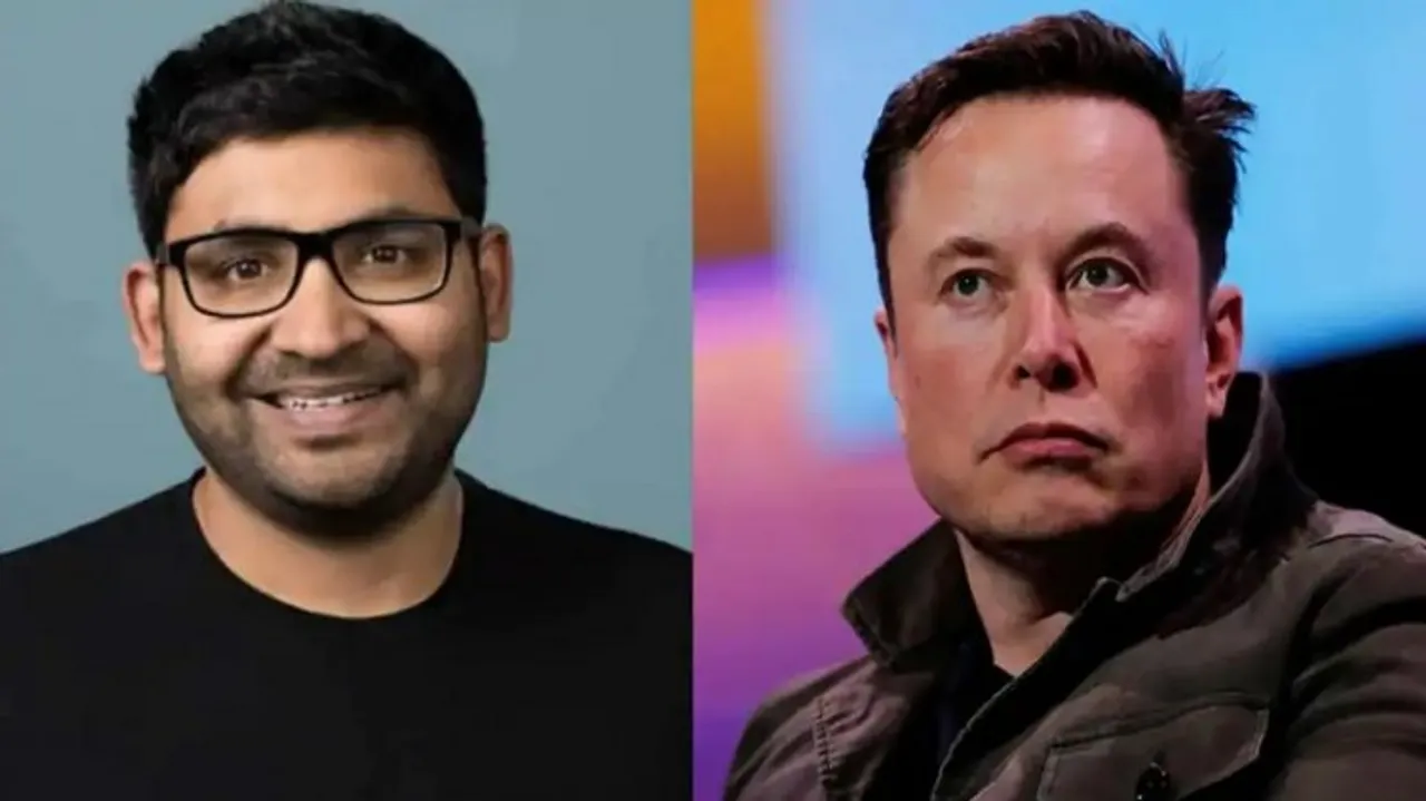 (Left) Twitter CEO Parag Agrawal and Elon Musk (Right)