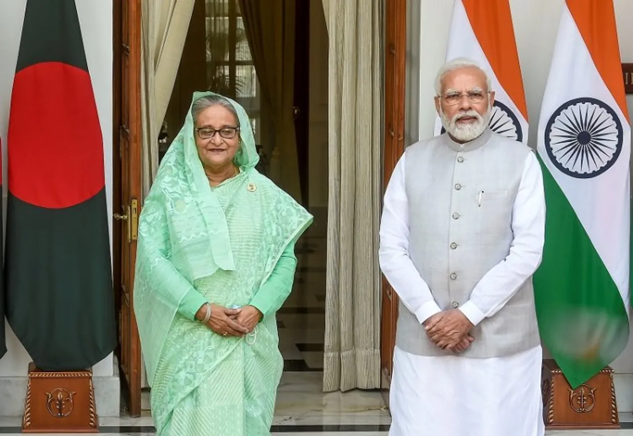 Sheikh Hasina with Narendra Modi in Delhi