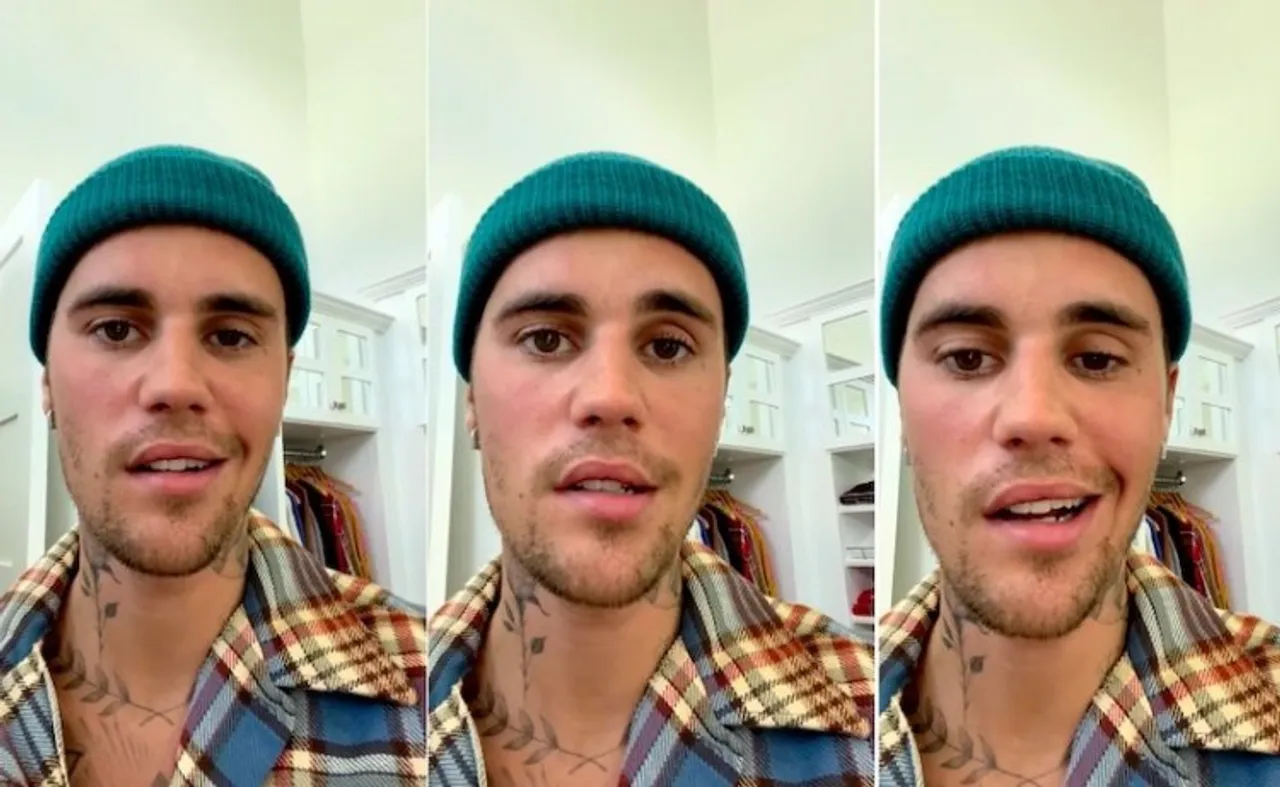 Screenshot from video where Justin Bieber is updating and sharing his fans about his condition