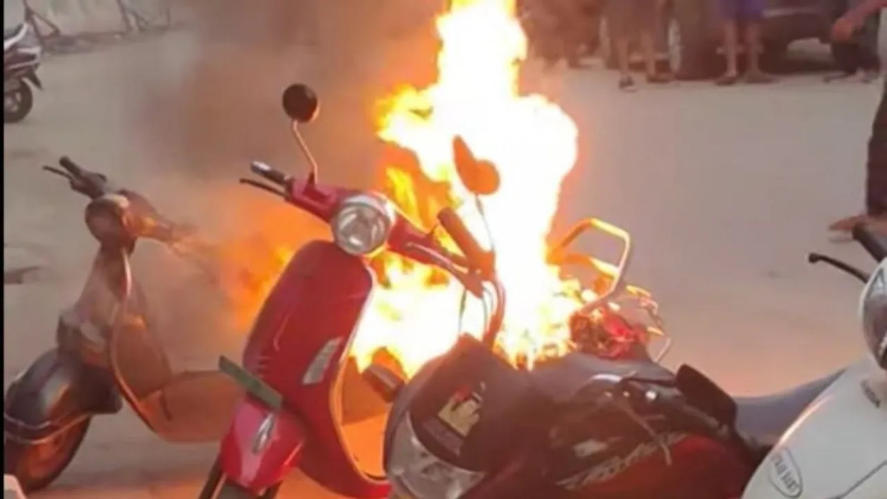 Electric scooter fire explosion 