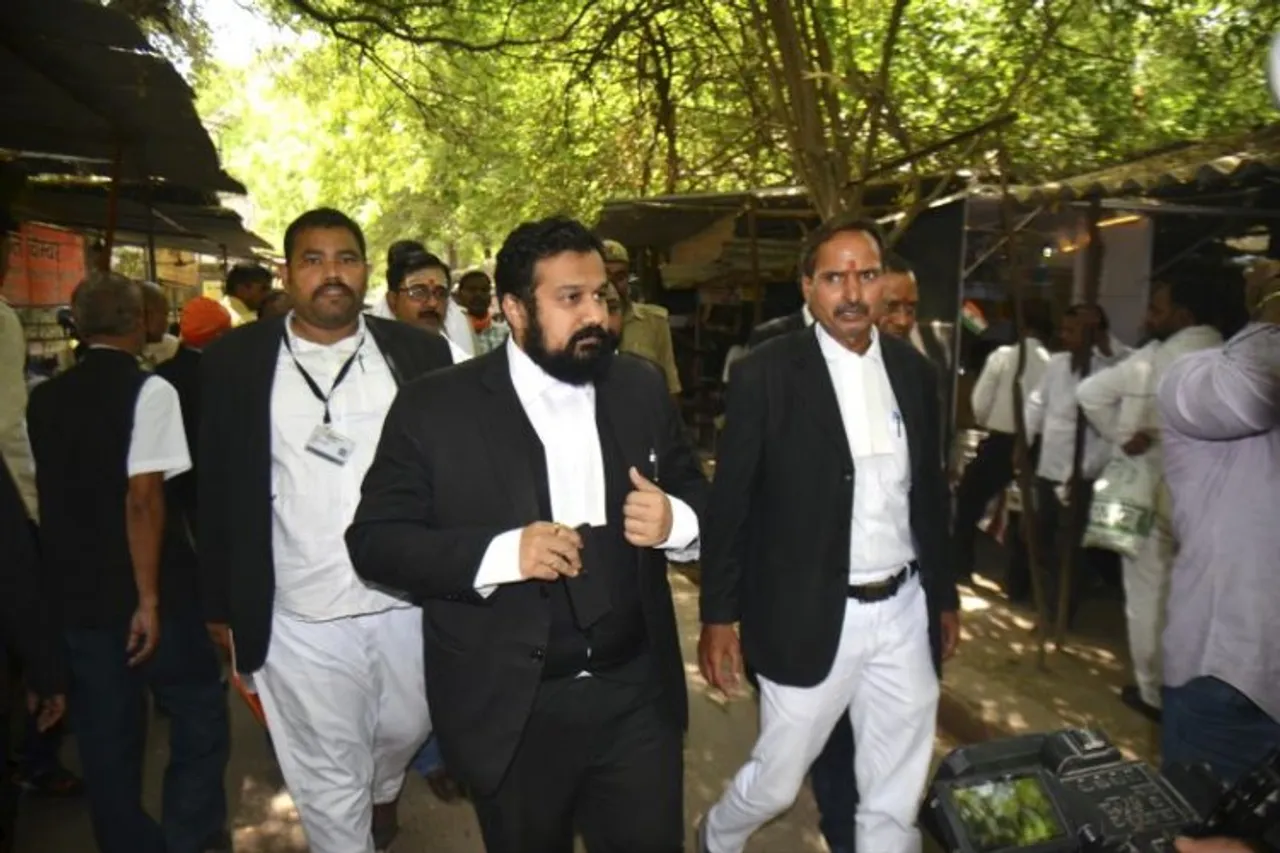 Advocate Vishnu Shankar Jain arriving at Varanasi court to represent Hindu side in Gyanvapi Masjid-Shringar Gauri Temple case