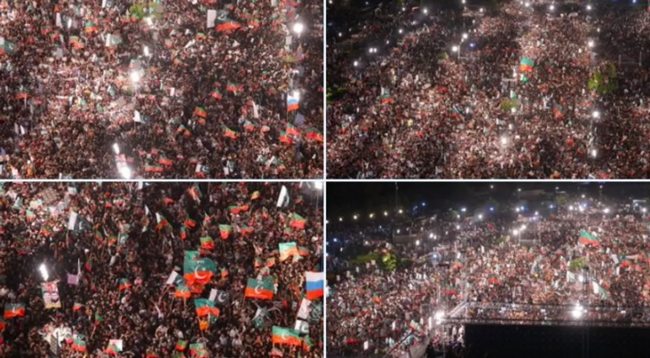 Visuals from PTI's massive rally at Minar-i-Pakistan in Lahore