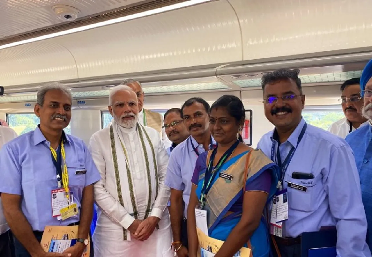 Prime Minister Narendra Modi onboard Vande Bharat Train